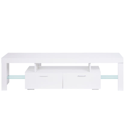 Modern LED TV Stand with Drawers – Gloss White