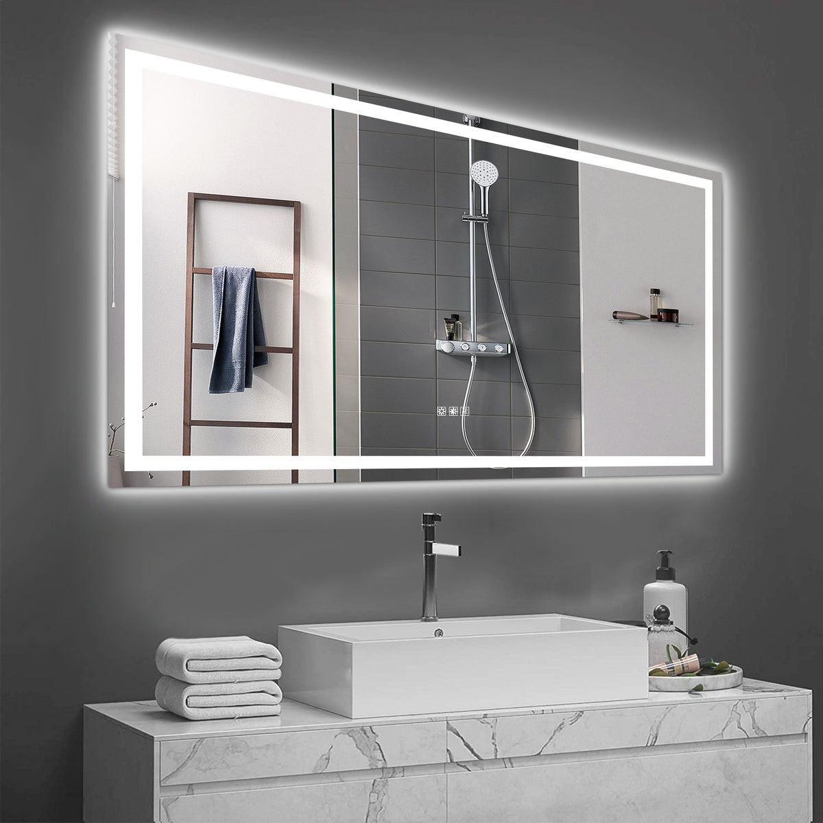 LED Bathroom Mirror 72×36 Anti-Fog