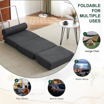 Single Sofa Bed Foldable Gray