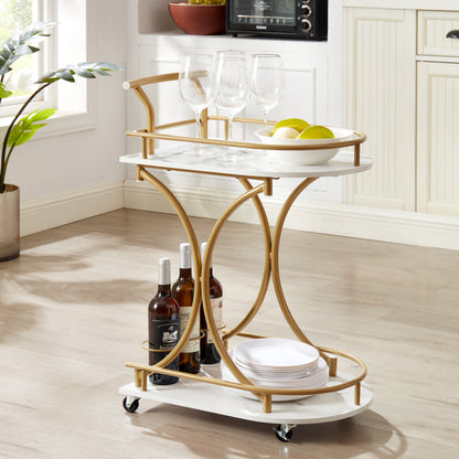 Double-Tier Industrial Bar Cart – Black Metal