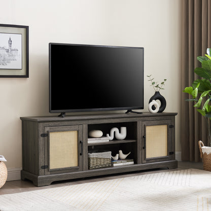 Rattan TV Stand Gray