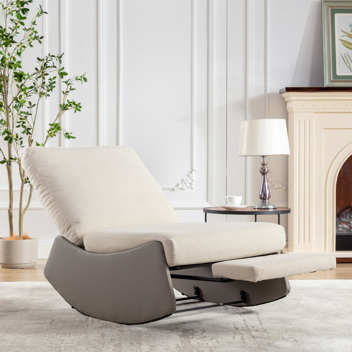 Modern Recliner Chair with Footrest Gray