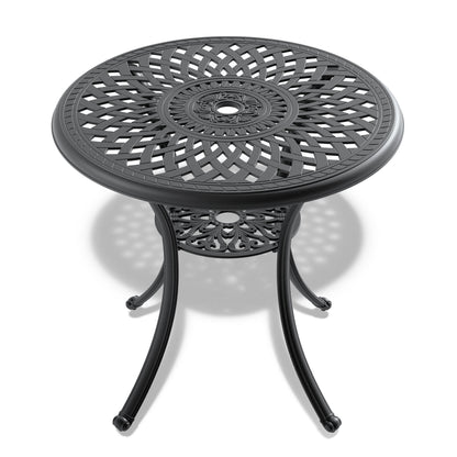 30” Black Aluminum Patio Dining Table with Umbrella Hole