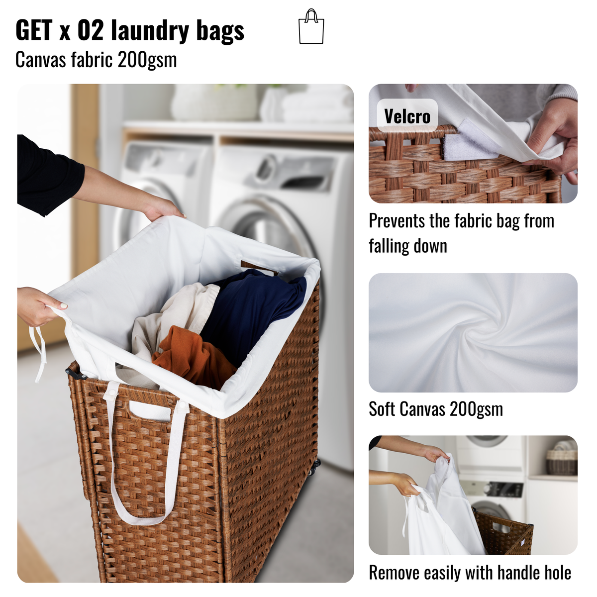 Brown Laundry Hamper with Lid and Wheels