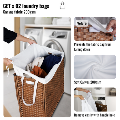 Brown Laundry Hamper with Lid and Wheels
