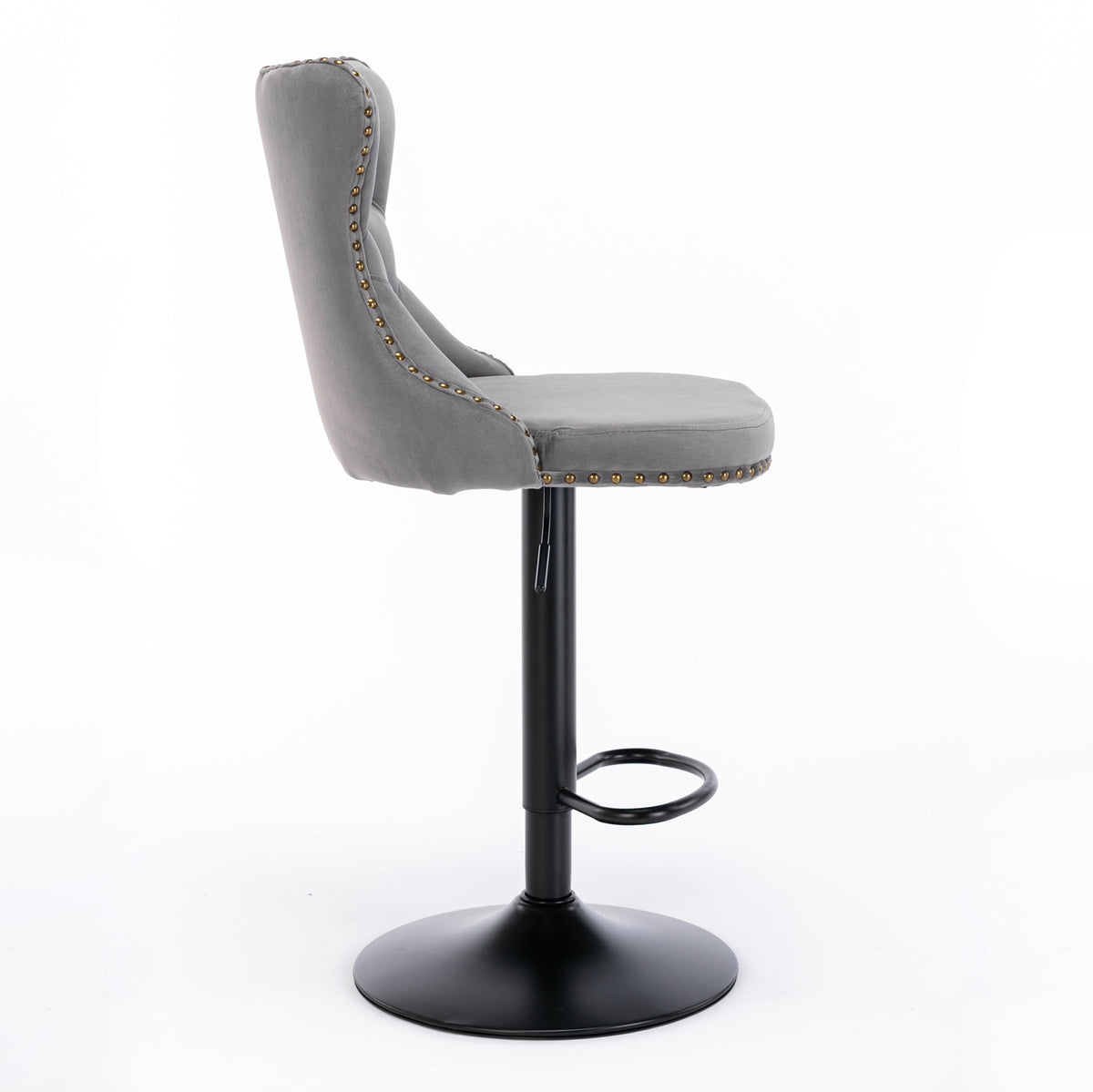 Swivel Velvet Bar Stool Set (2 pcs) – Gray