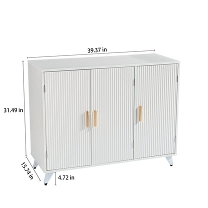 White Wavy Texture Sideboard Buffet Cabinet