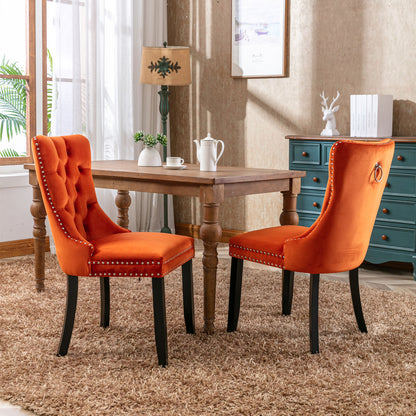Nikki Tufted Linen Dining Chair Set (2 pcs) – Orange