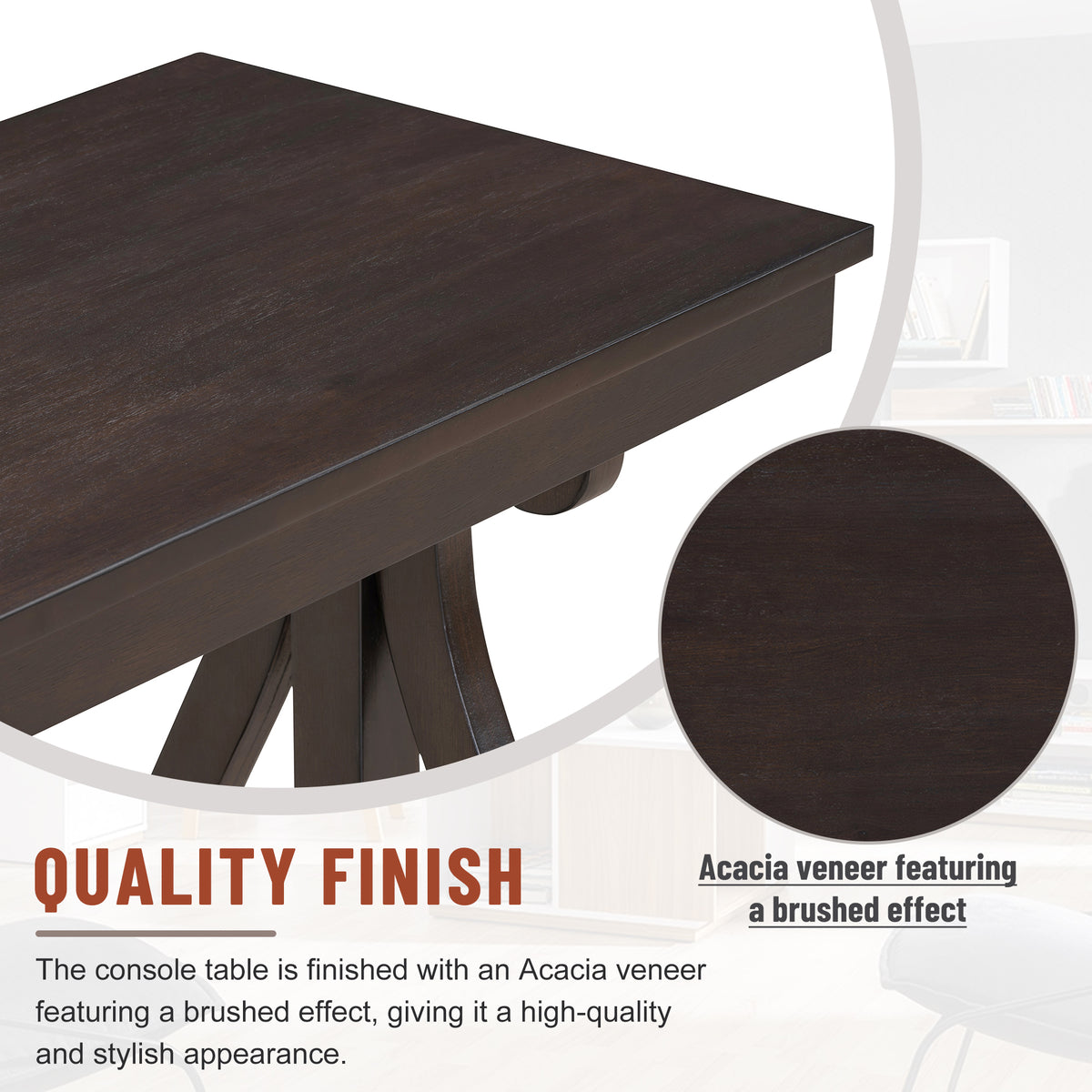 Rustic 48” Wood Console Table – Espresso