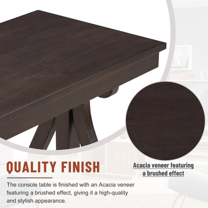 Rustic 48” Wood Console Table – Espresso