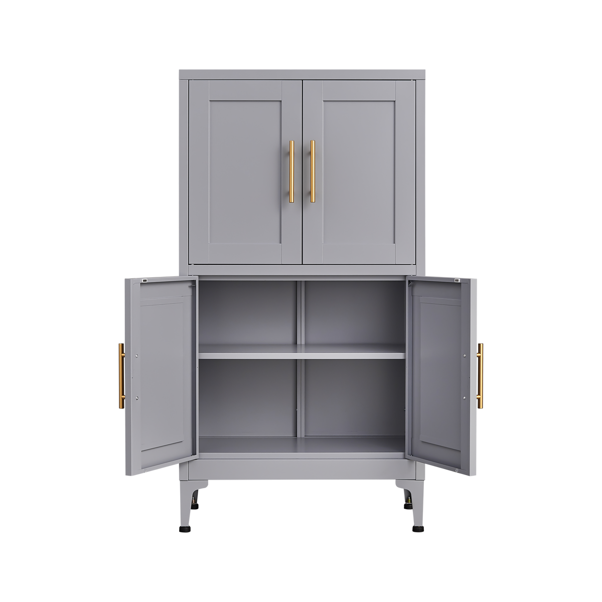 Grey Metal Kitchen Storage Cabinet with Doors