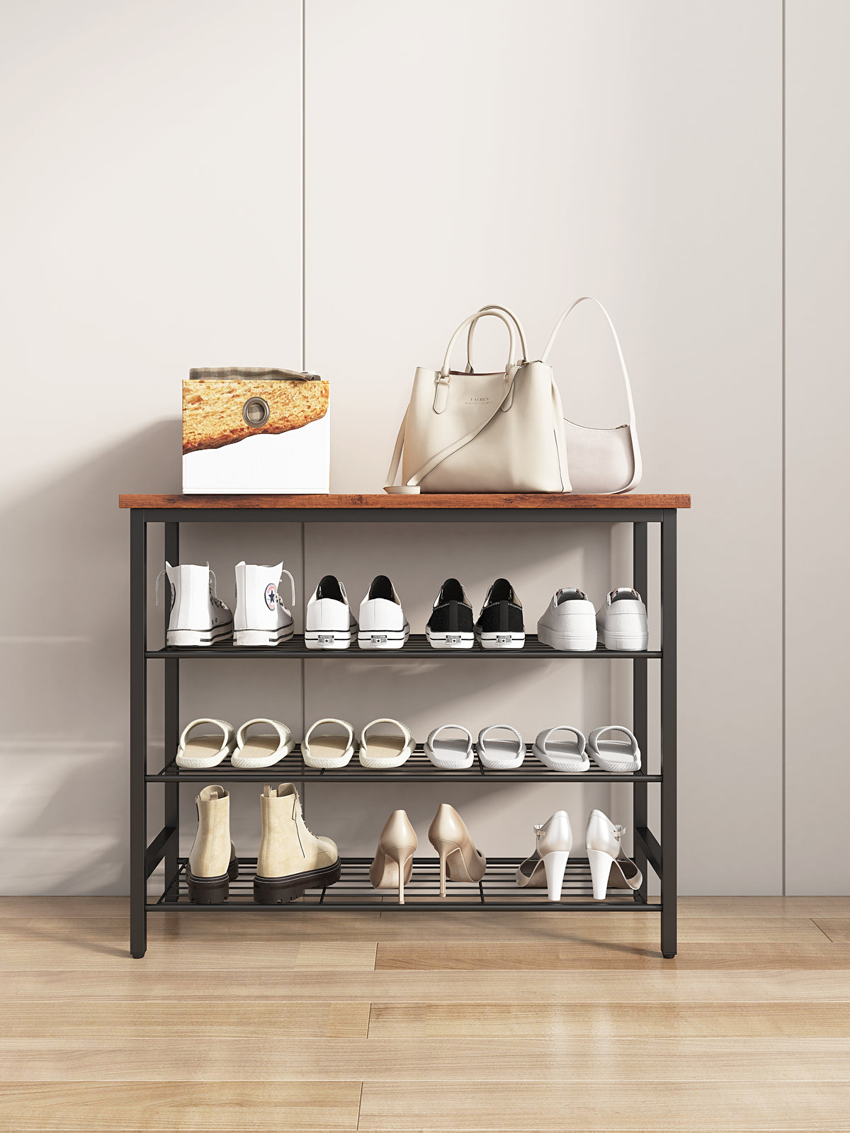 4-Tier Shoe Rack with MDF Top Board