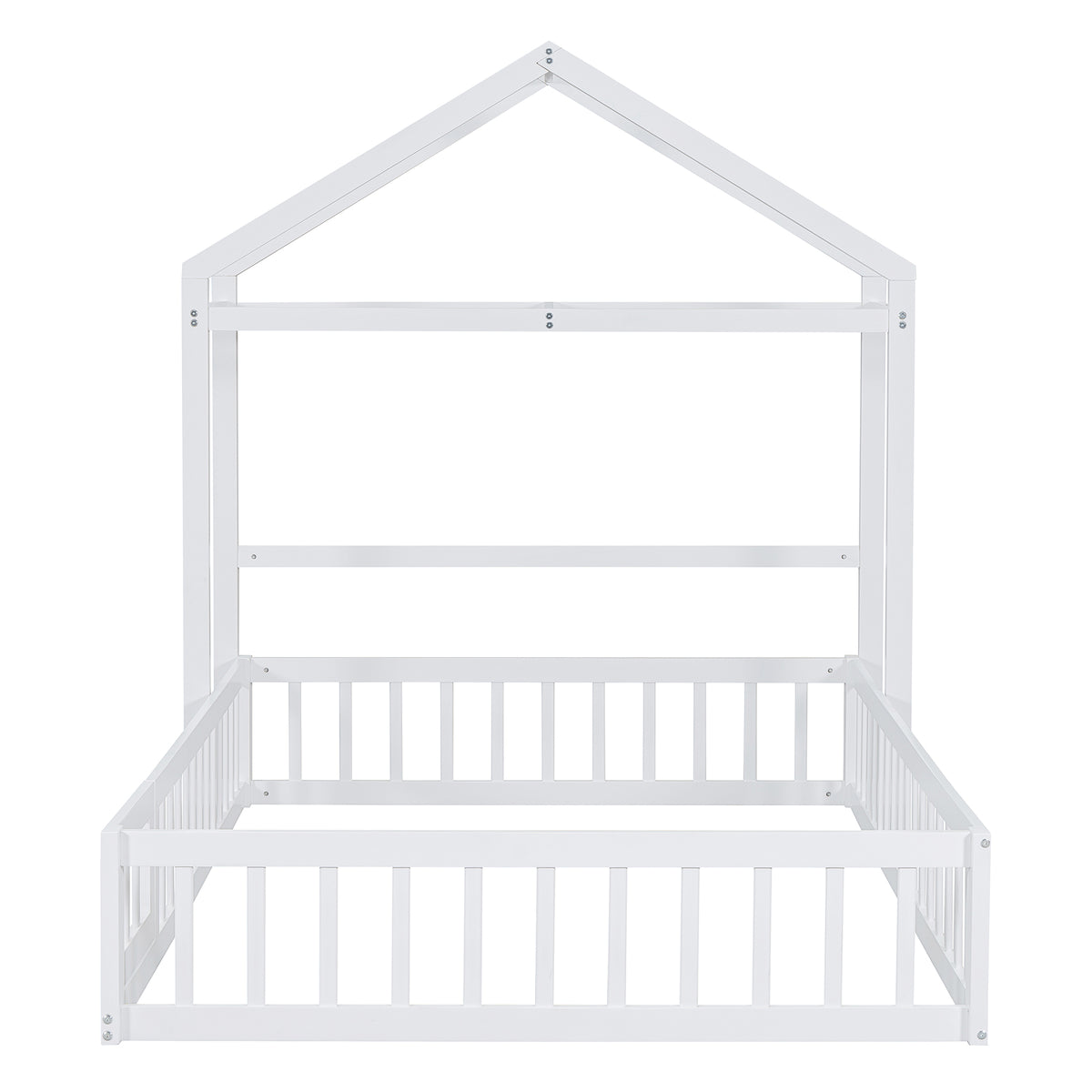 Full Platform Bed with Storage Rack White