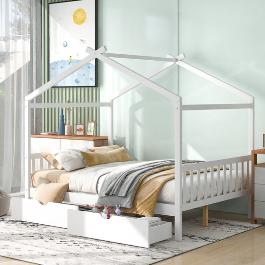 Full Platform Bed White