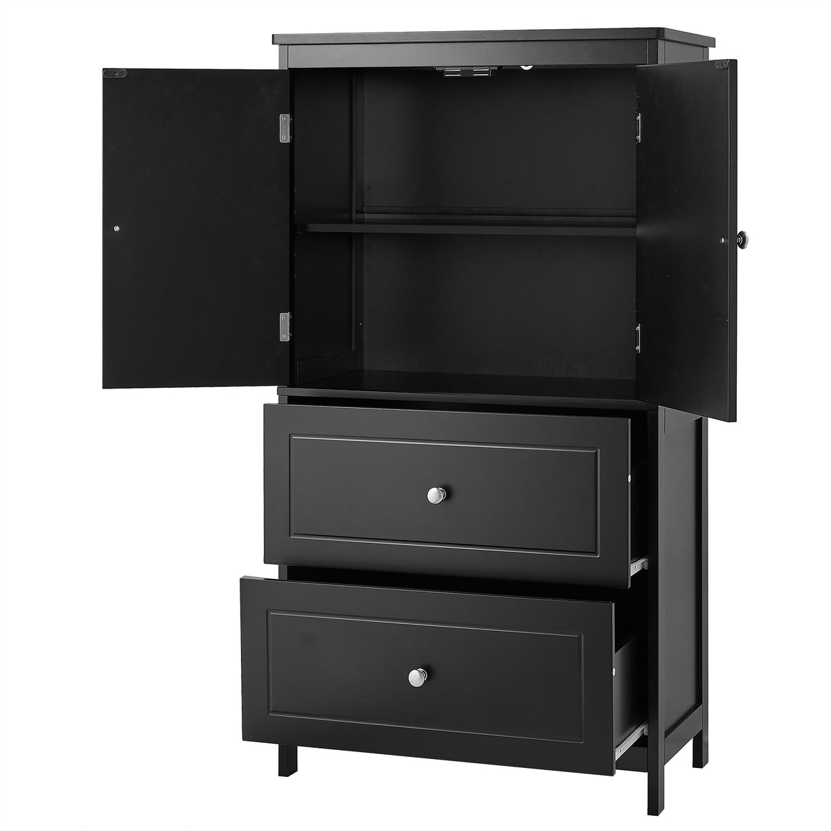 Black Bathroom Storage Cabinet with Drawers