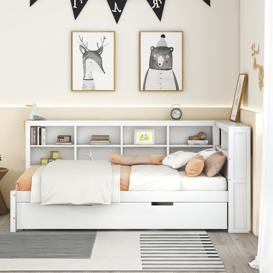 Twin Daybed with Storage Shelf White