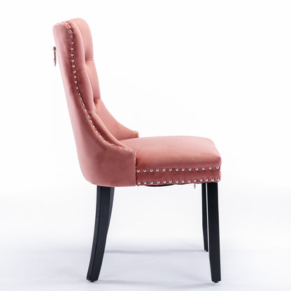 Nikki Tufted Linen Dining Chair Set (2 pcs) – Pink