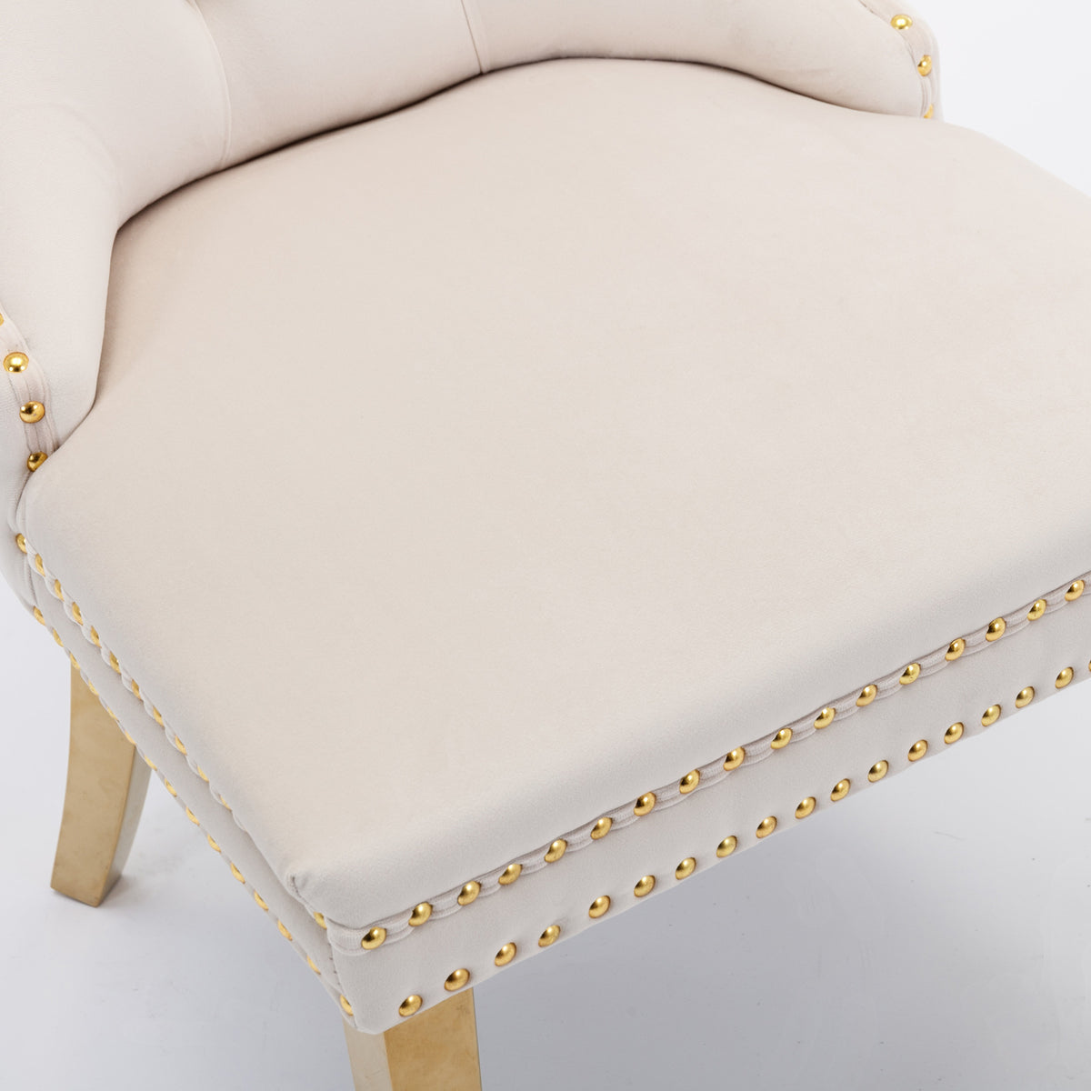 Tufted Dining Chairs Set of 2 Beige & Gold