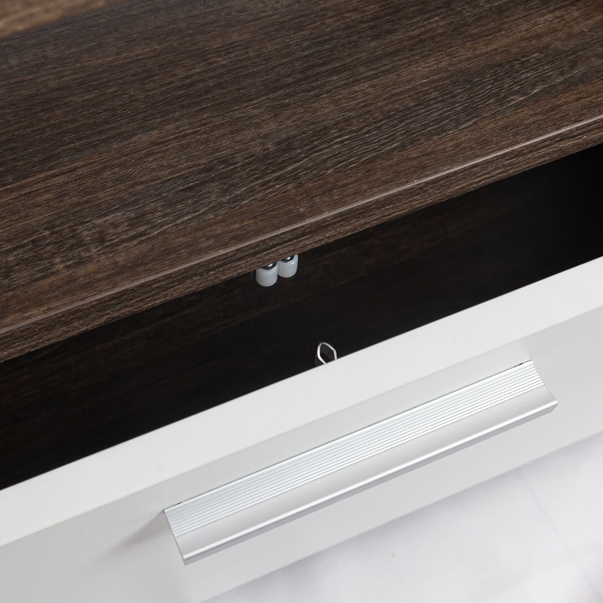 Modern TV Console with Glass Shelf – Quick Assembly