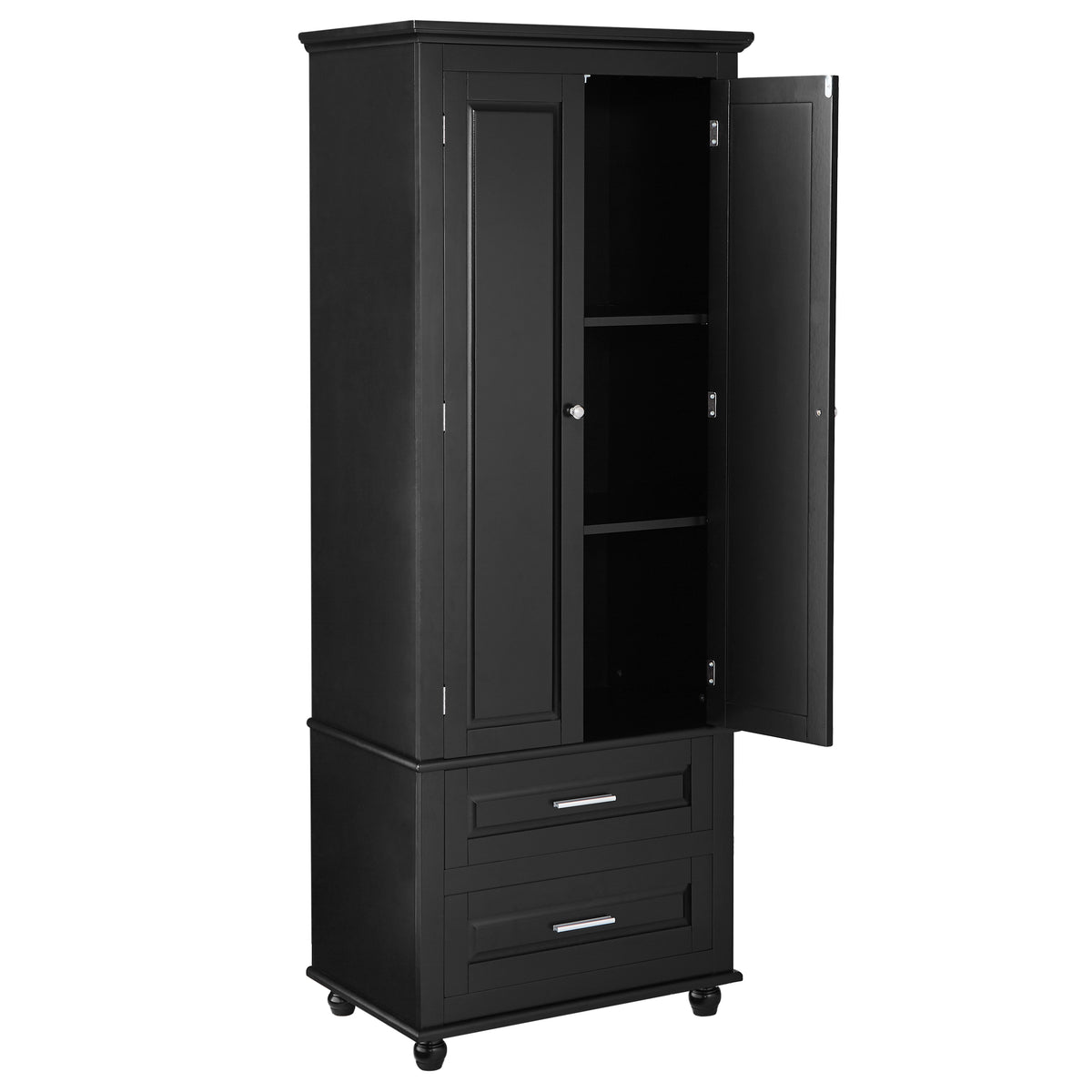 Tall Black Storage Cabinet with Drawers
