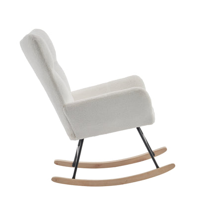 Teddy Fabric Rocking Nursery Chair – White