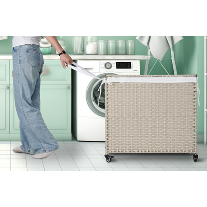 Grey Laundry Hamper with Lid and 2 Removable Bags