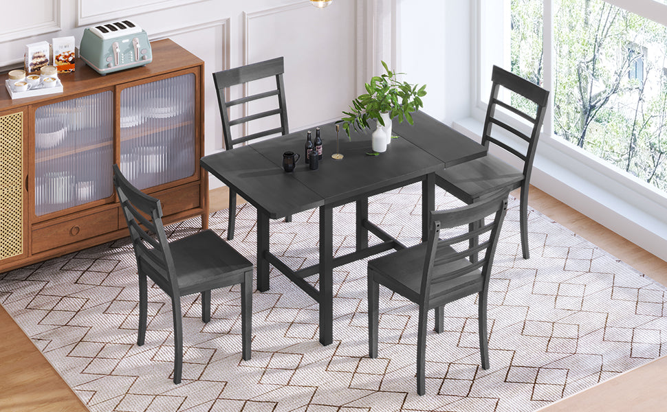 5-Piece Pendant Dining Set with Ladder Back Chairs