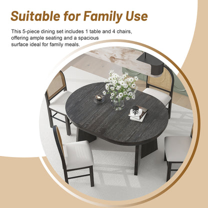 Retro Dining Set (5 pcs) – Espresso Finish