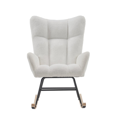 Teddy Fabric Rocking Nursery Chair – White