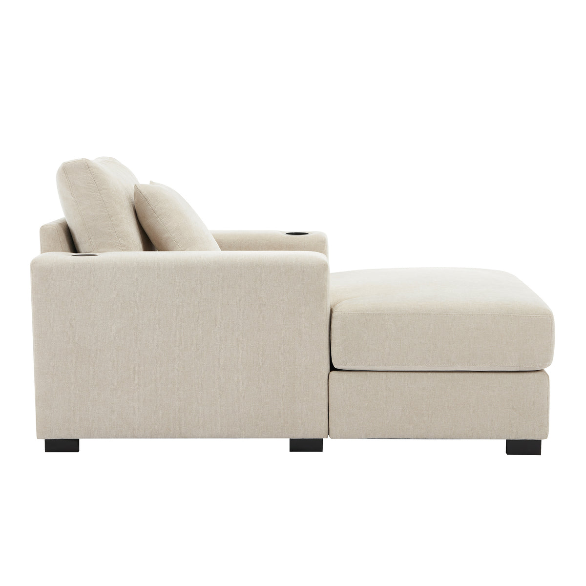 Oversized Chaise Lounge with Pillows Cream