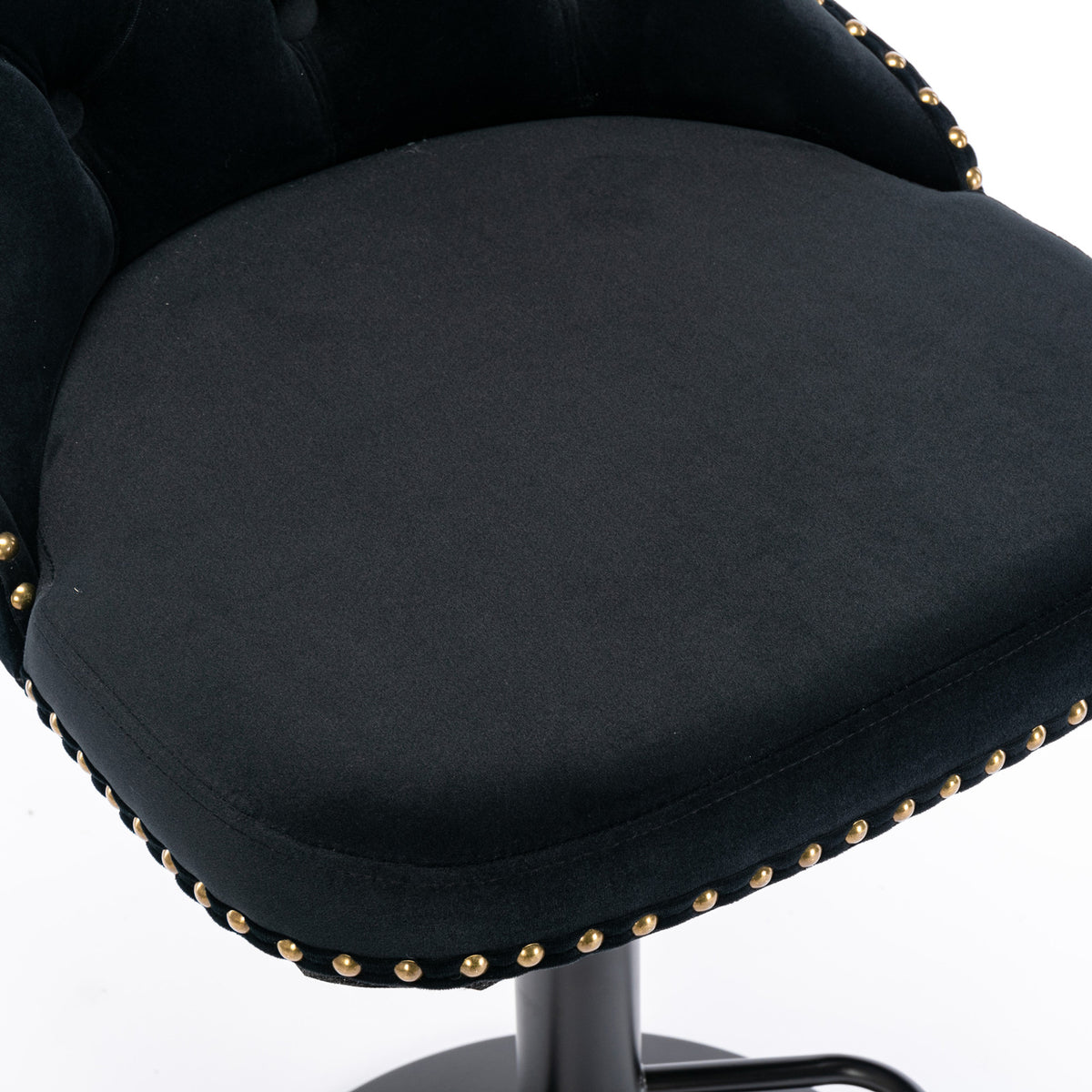 Swivel Velvet Bar Stool Set (2 pcs) – Black
