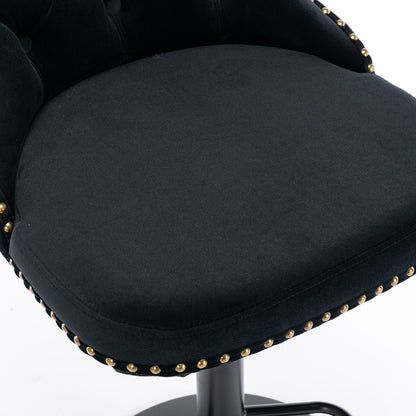 Swivel Velvet Bar Stool Set (2 pcs) – Black