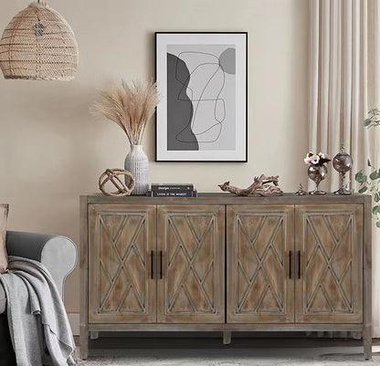 Wooden 4-Door Sideboard Brown Finish