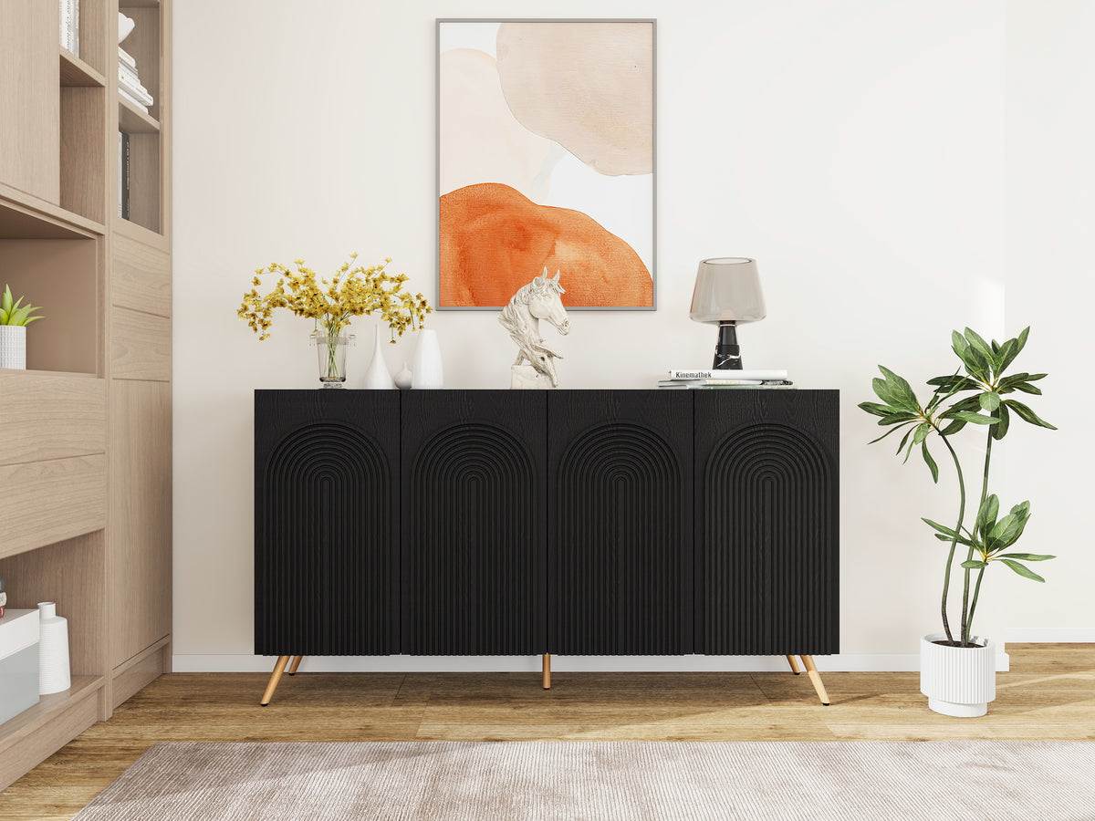 Arched 4-Door Buffet Cabinet