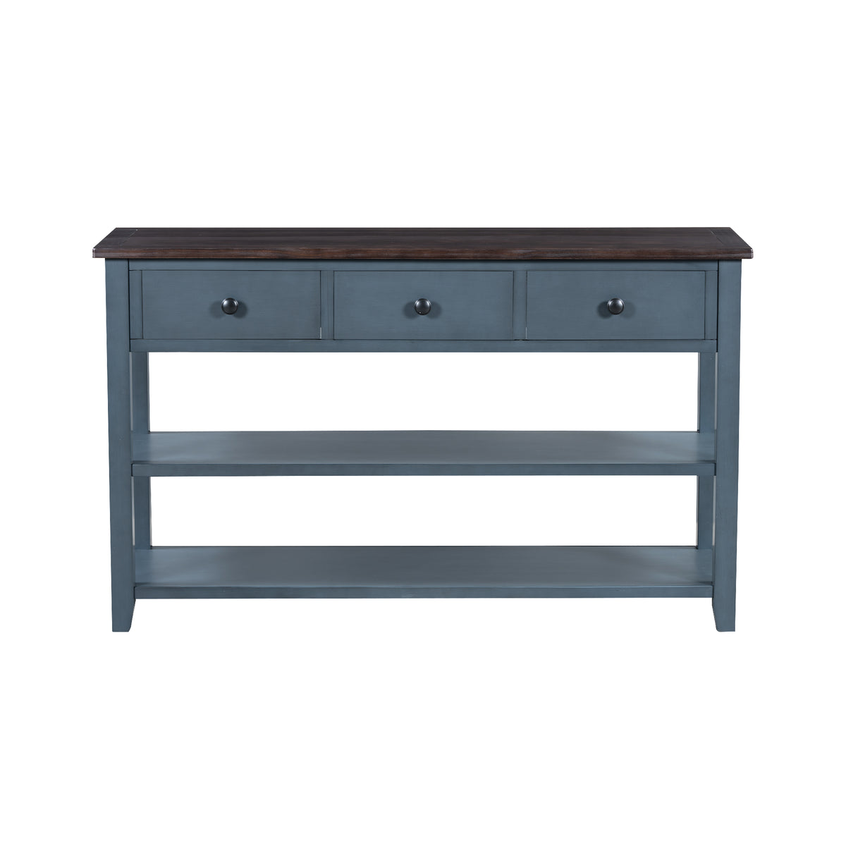 Retro Console Table with Shelves Navy Espresso