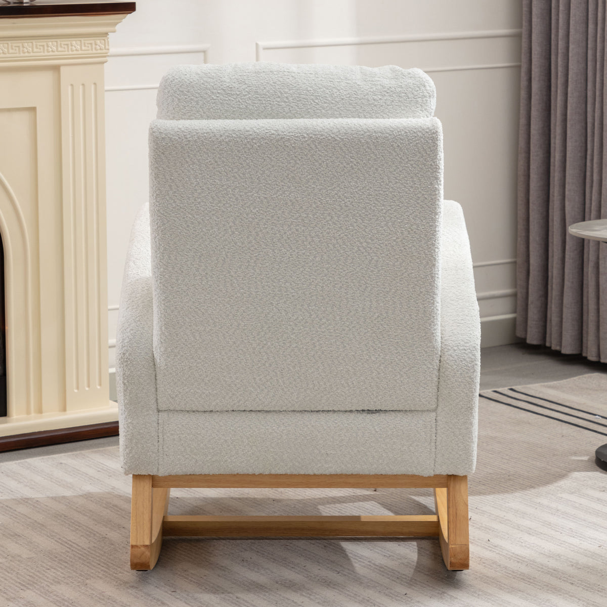 Accent Rocking Chair with Footrest – Black Rubber Wood
