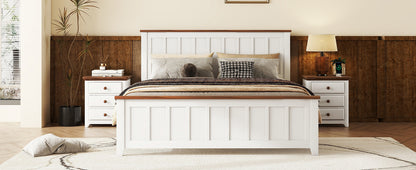 Full Wood Platform Bed with Slat Support White