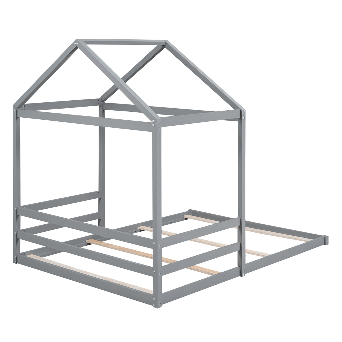 Full House Bed with Guardrail Gray