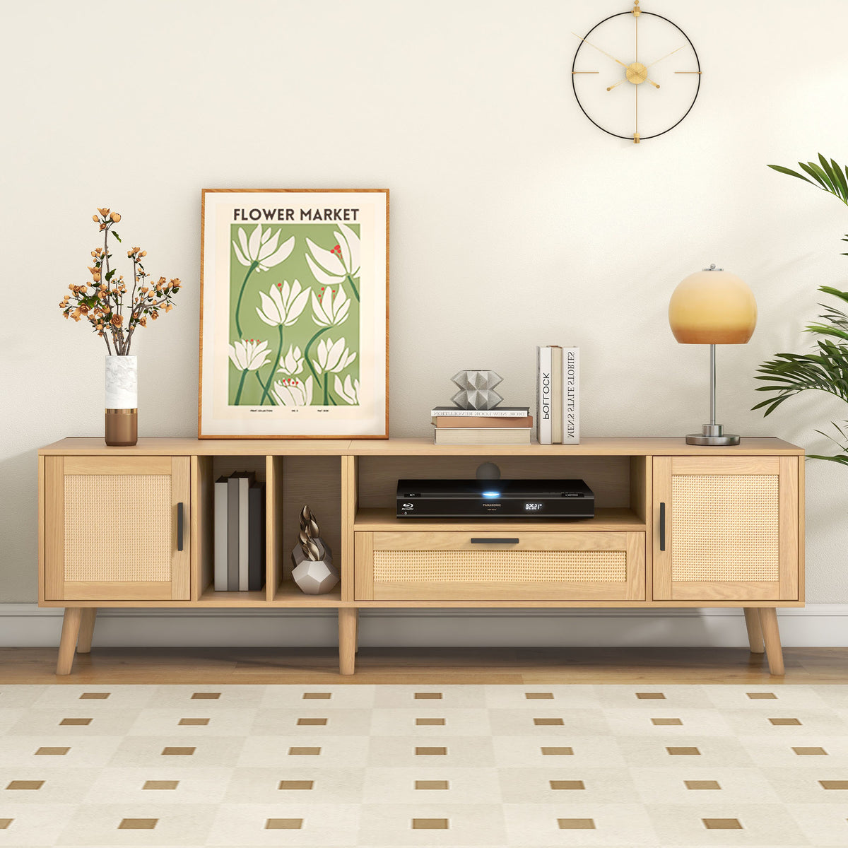 Rattan TV Console – Natural Brown