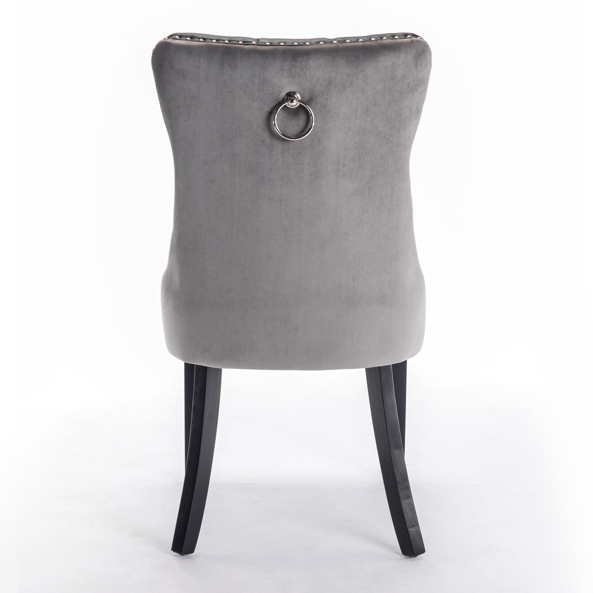 Tufted PU Dining Chairs Set of 2 Black Gray
