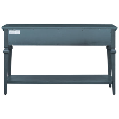 Navy Wood Console Table with Drawers