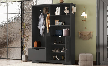 Hall Tree Storage Cabinet Black