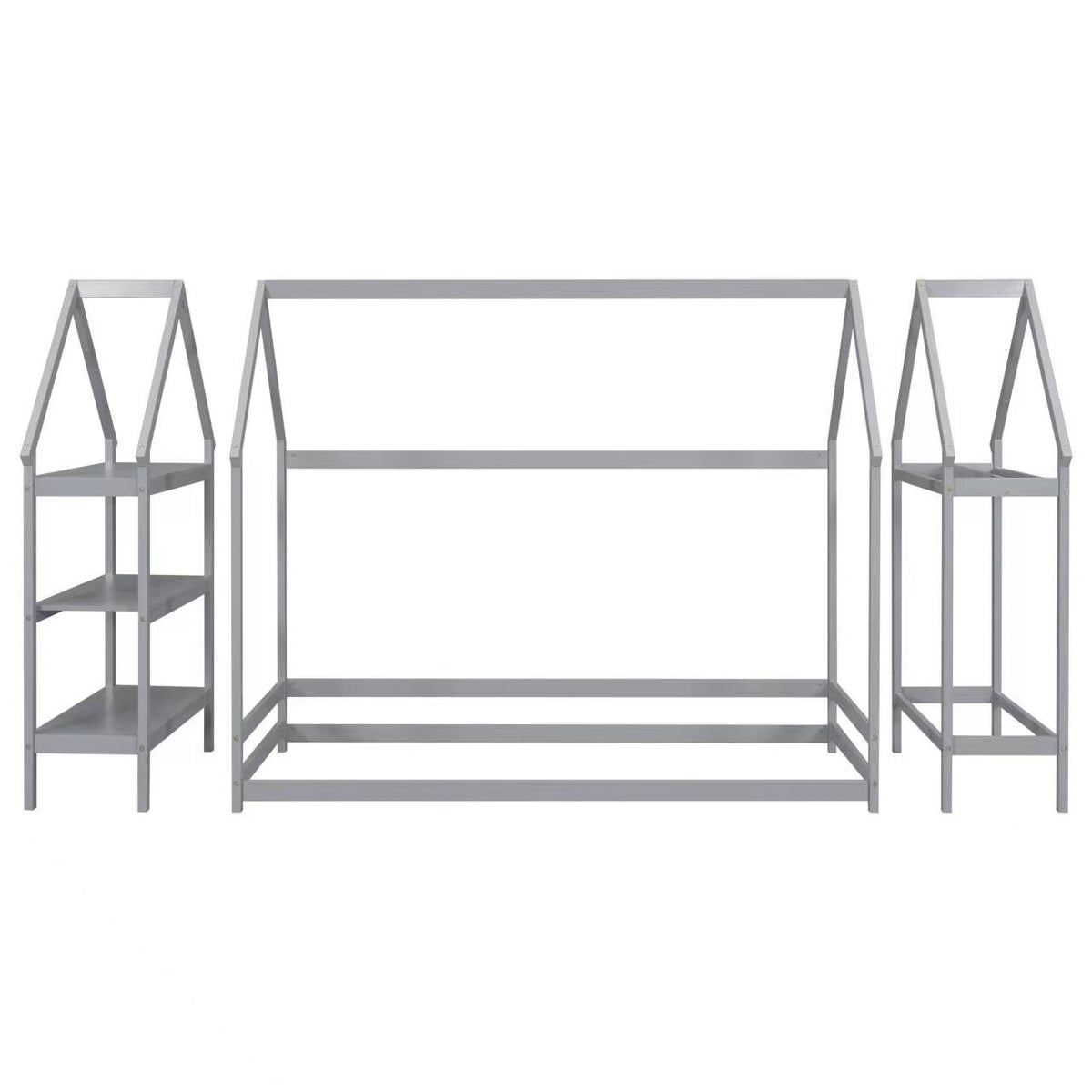 House Frame Platform Bed with Storage Gray