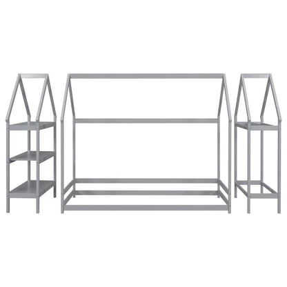 House Frame Platform Bed with Storage Gray