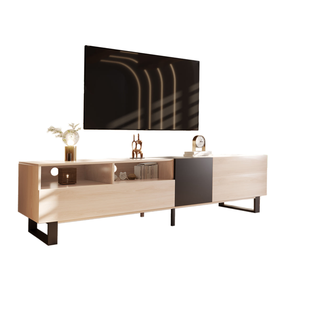 Modern 80" TV Stand with Storage Console