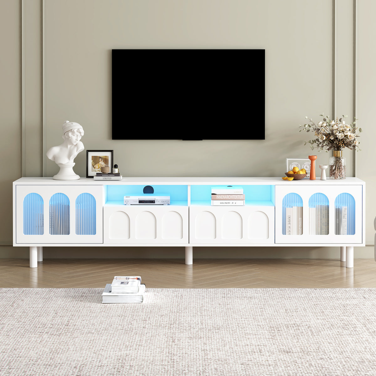 Cream Gloss LED TV Stand – 80”