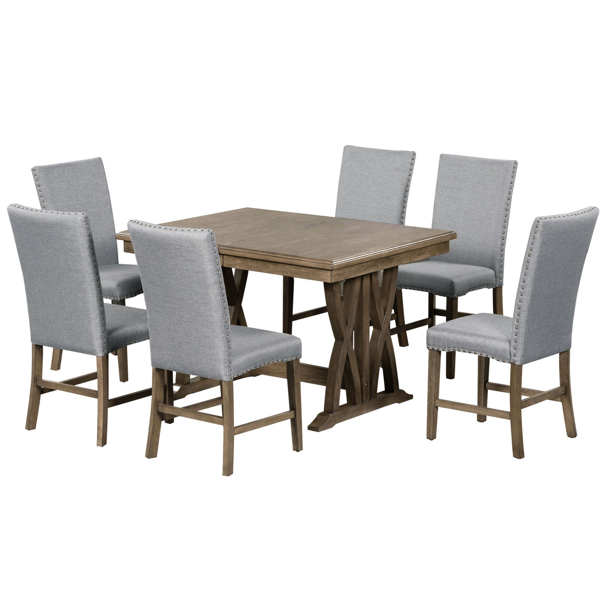 Dining Set with Cushioned Chairs Brown