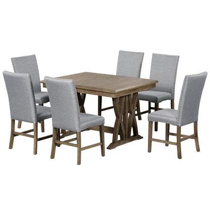 Dining Set with Cushioned Chairs Brown