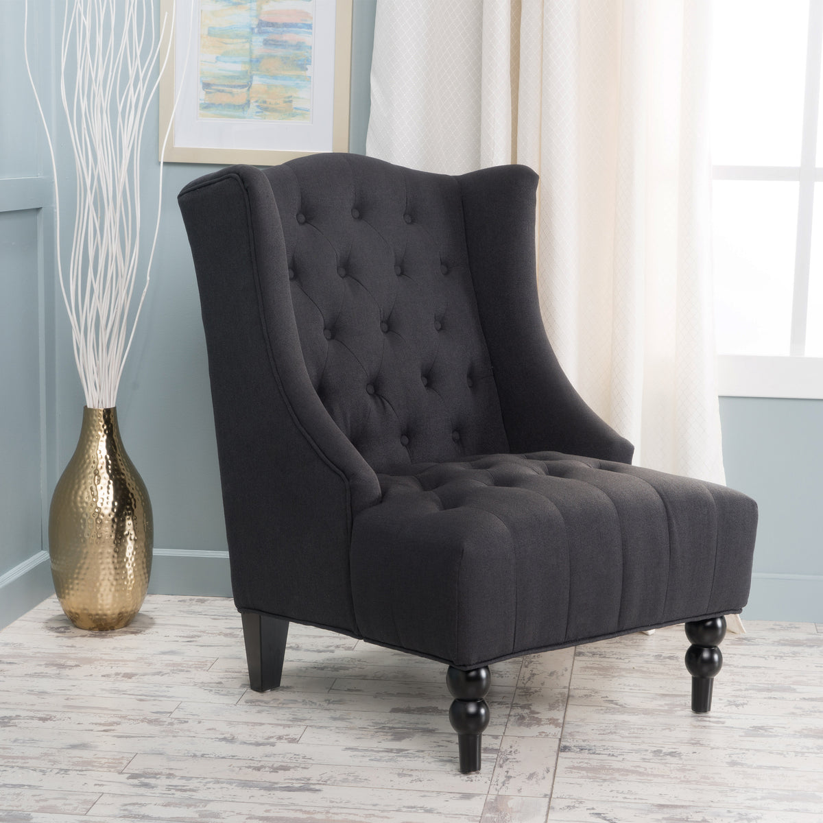 Toddman Velvet Club Chair – Charcoal