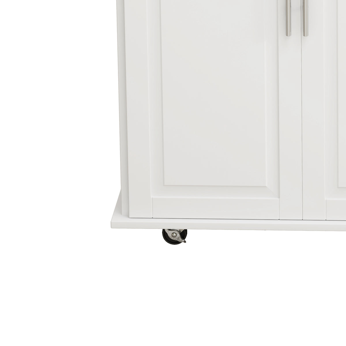 Mobile Kitchen Island with Drawers and Rack White